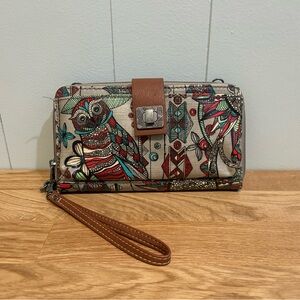 Sakroots Colorful Patterned Women's Wristlet with Detachable Crossbody Strap